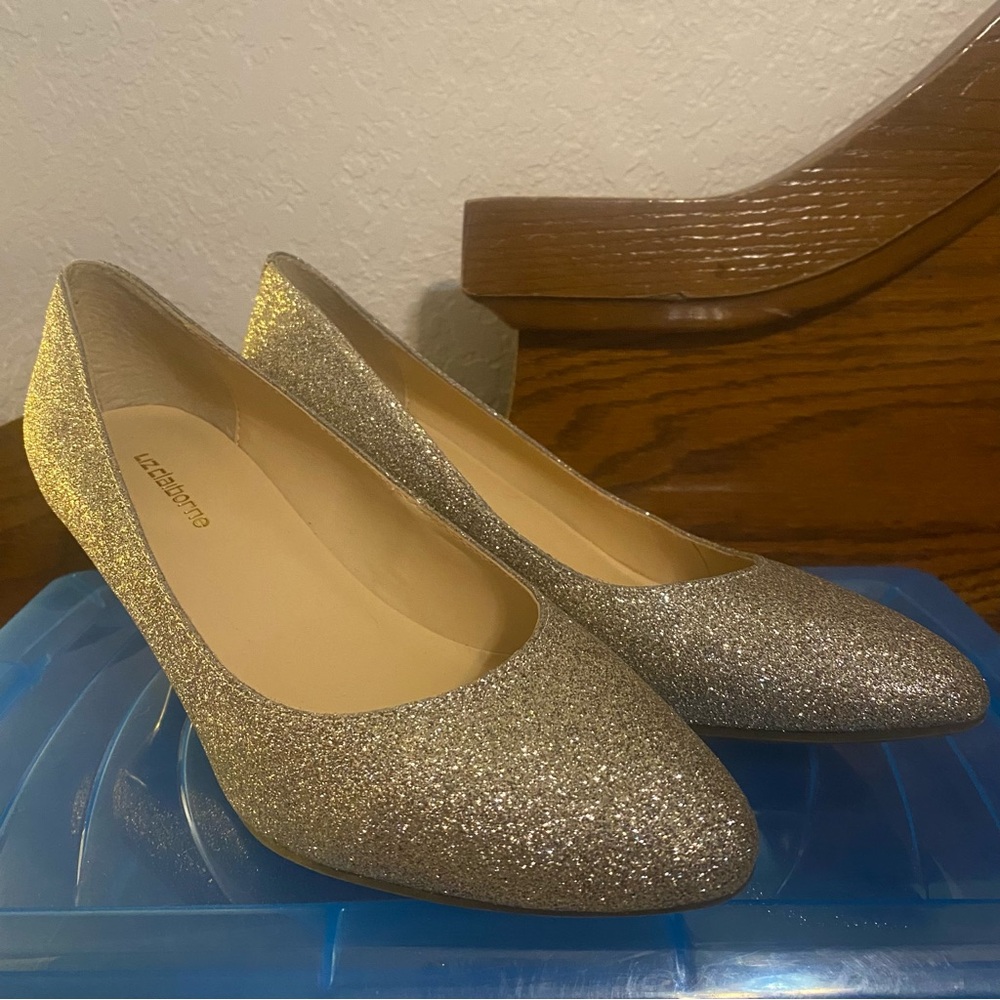 Liz Claiborne Silver Glitter Heels for Special Occasions